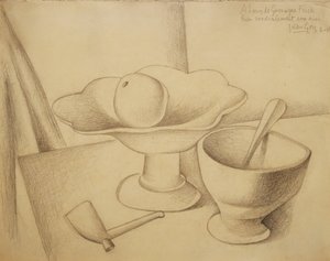 Meyve Tabağı ile Natürmort; Doğa Morte ve Compotier, 1919 by Juan Gris
