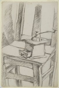 Kahve Öğütücü (Le Moulin à Café), 1911 (kağıt üzerine kömür) by Juan Gris