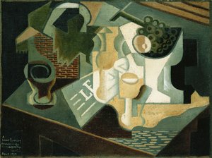 Bina Önündeki Masa; La Table Devant le Battiment, 1919 by Juan Gris
