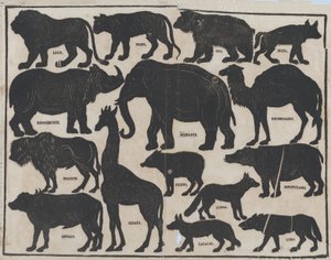Çin gölge kuklaları için figürlerin 5. sayfası, yakl. 1850-70.