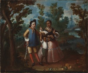 X. İspanyoldan ve Geriye Dönün, Havada Askıya Alın (X. De español y torna atrás, tente en el aire), c.1760 by Juan Patricio Morlete Ruiz