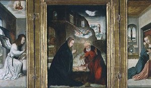 Müjde (panel) ile çevrili Doğuş ile Mesih