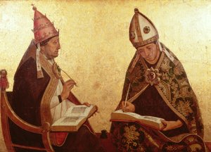 Aziz Gregory ve Aziz Augustine, c.1510 (panelde tempera ve altın)