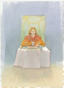 Bir ortaçağ lordu 2004 yılında bir masada oturuyordu. by Judith Dobie