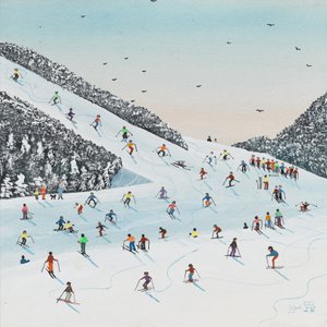 Yokuş aşağı koşu (kağıt üzerinde guaj) by Judy Joel