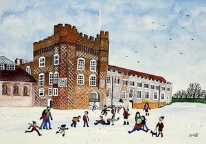 Farnham Kalesi, Surrey (kağıt üzerine suluboya) by Judy Joel