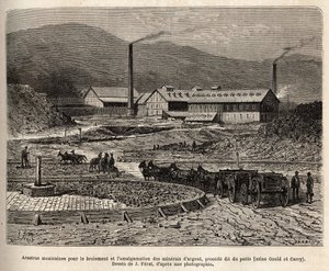 Virginia City (Nevada) civarındaki gümüş cevherlerinin öğütülmesi ve karıştırılması için Meksika arastraları (katırların ayakları tarafından çiğnendiği gibi, kutsalların ayakları altında çiğnendiği alan), J.Ferat