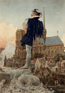 Notre Dame kilisesinin önünde işeyen Gargantua by Jules Arsene Garnier