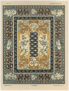 Dekoratif desenler, Gillot tarafından oyulmuş, 'Fantaisies dekoratiflerinden' plaka 36, Jules Rouam, Librairie de l'Art, Paris, 1887 (renkli gravür)