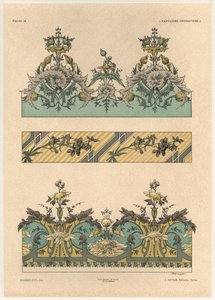 Çiçek desenleri, 'Fantaisies decores'dan plaka 44, Gillot tarafından oyulmuş, Jules Rouam tarafından yayınlanmıştır, Librairie de l'Art, Paris, 1887 (renkli gravür)