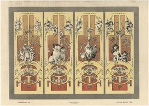 Maymunlar, kediler, balıkçıllar ve köpekler, Gillot tarafından oyulmuş, Jules Rouam tarafından yayınlanmış, Librairie de l