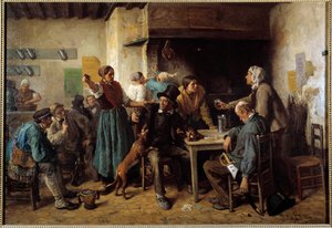 Pazartesi. Bir handa bir masada müşteriler by Jules Breton