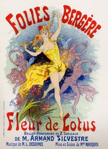 Sanat. Eğlence. Lotus çiçeği, bale, Folies Bergeres, Paris. Poster Jules Cheret, Fransa by Jules Cheret