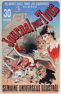 Edebiyat. Herkes İçin Gazete. Poster Jules Cheret, Fransa, c.1870-80 (poster) by Jules Cheret