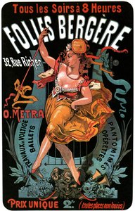 Jules Cheret (1836-1932) tarafından Folies-Bergere 1874 posteri - akrobasi çalışmaları, bale, pandomim, operetler, dans, dansçı, müzik salonu (müzik salonu), eşcinsel Paris, gece Paris - by Jules Cheret