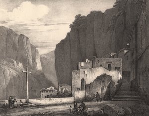 Amalfi'nin görünümü, Campania, İtalya, Jules Coignet (1798-1860) tarafından çizildikten sonra litografi, 258x245 cm