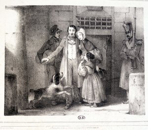 Cezaevinden çıkıp ailesine kavuşan adam, c. 1830. by Jules David