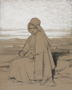Oturan Bir Çoban by Jules Dupré