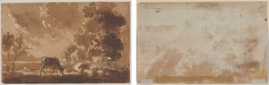 Sığırlı Peyzaj (recto) Sığır (verso) by Jules Dupré