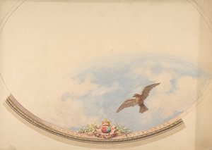19. yüzyılın ikinci yarısında, bulutlar ve süzülen bir kartalla boyanmış bir tavan için tasarım. Yaratıcılar: Jules-Edmond-Charles Lachaise, Eugène-Pierre Gourdet. by Jules Edmond Charles Lachaise and Eugène Pierre Gourdet