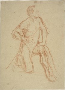 erkek figürü, diz çökmüş by Jules Elie Delaunay