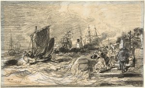 Yaklaşan Fırtınayla Breton Limanı by Jules Noël