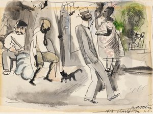 Parkta Figürler ve Kedi by Jules Pascin