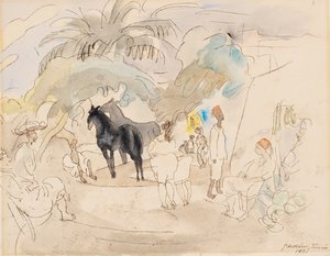 Manzarada Figürler ve İki At by Jules Pascin