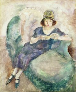 Kanepede Mavi Okumalı Kız, 1926-27 by Jules Pascin