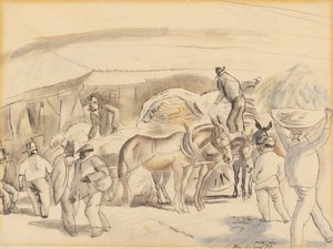 Biçerdöverler, 1917 (kağıt üzerinde wc) by Jules Pascin