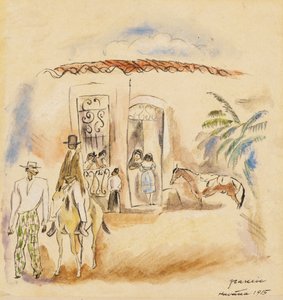 Figürlü Manzara, Havana, 1915 (kağıt üzerinde wc) by Jules Pascin