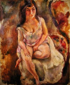 Oturan Yarı Çıplak by Jules Pascin