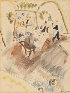 iki adam yemek by Jules Pascin