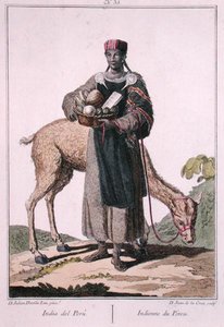 Juan de la Cruz tarafından oyulmuş Perulu Kızılderili (renkli gravür) by Julian Davila