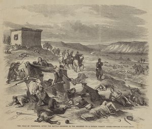 Tchernaya Tarlası, Savaştan sonra, Yaralıları bir Fransız Piket Evi'ne getirirken by Julian Portch