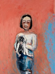 Kedili Kız, 2000 (tuval üzerine yağlıboya) by Julie Held