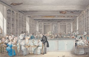 Jardin des Plantes'deki Salle Buffon'da Pierre-Joseph Redouté'nin Botanik Çizim Okulu, 1830 (kağıt üzerinde wc ve grafit) by Julie Ribault