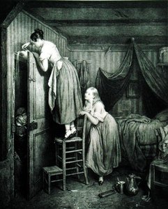 Meraklı Parker Cezalandırılmış, Alphonse Leon Noel (1807-84) tarafından kazınmış (baskı) by Julien (after) Vallou de Villeneuve