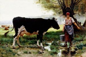 İneğiyle birlikte bir Sütçü Kız, by Julien Dupre