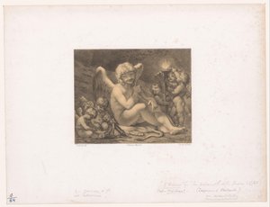 Amor ve putti oklarını keskinleştirir Les Preparatifs de la guerre by Julien Leopold Boilly