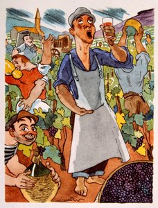 Fransız Üzüm Bağı. 1944. Julien Pavil'in İllüstrasyonu by Julien Pavil