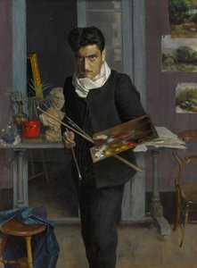 Sanatçının stüdyosunda kendi portresi, 1898. by Julio Romero de Torres