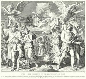 Babil, Nuh'un Torunlarının Dağılımı (gravür) by Julius (after) Schnorr von Carolsfeld