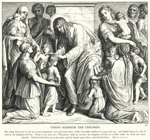 İsa Çocukları Kutsasın (gravür) by Julius (after) Schnorr von Carolsfeld