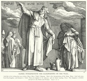 Daniel Duvardaki El Yazısını Yorumluyor (gravür) by Julius (after) Schnorr von Carolsfeld