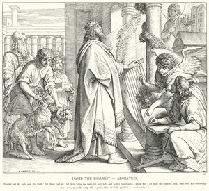 Mezmur Yazarı Davut, Tapınma (gravür) by Julius (after) Schnorr von Carolsfeld