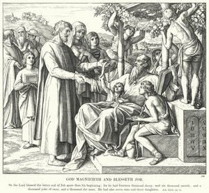 Tanrı Magnifieth ve Blesseth Job (gravür) by Julius (after) Schnorr von Carolsfeld