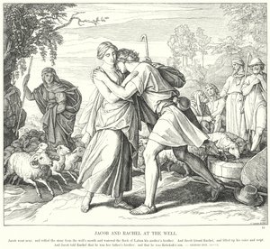 Yakup ve Rachel Kuyuda (gravür) by Julius (after) Schnorr von Carolsfeld