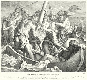 Fırtına sırasında İsa Uyuyor (gravür) by Julius (after) Schnorr von Carolsfeld
