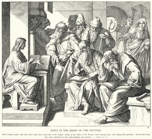 Doktorların Ortasında İsa (gravür) by Julius (after) Schnorr von Carolsfeld